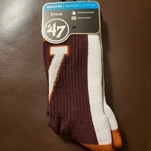 NWT 47 Brand NCAA Virginia Tech Hokies VT Crew Socks Sz Medium